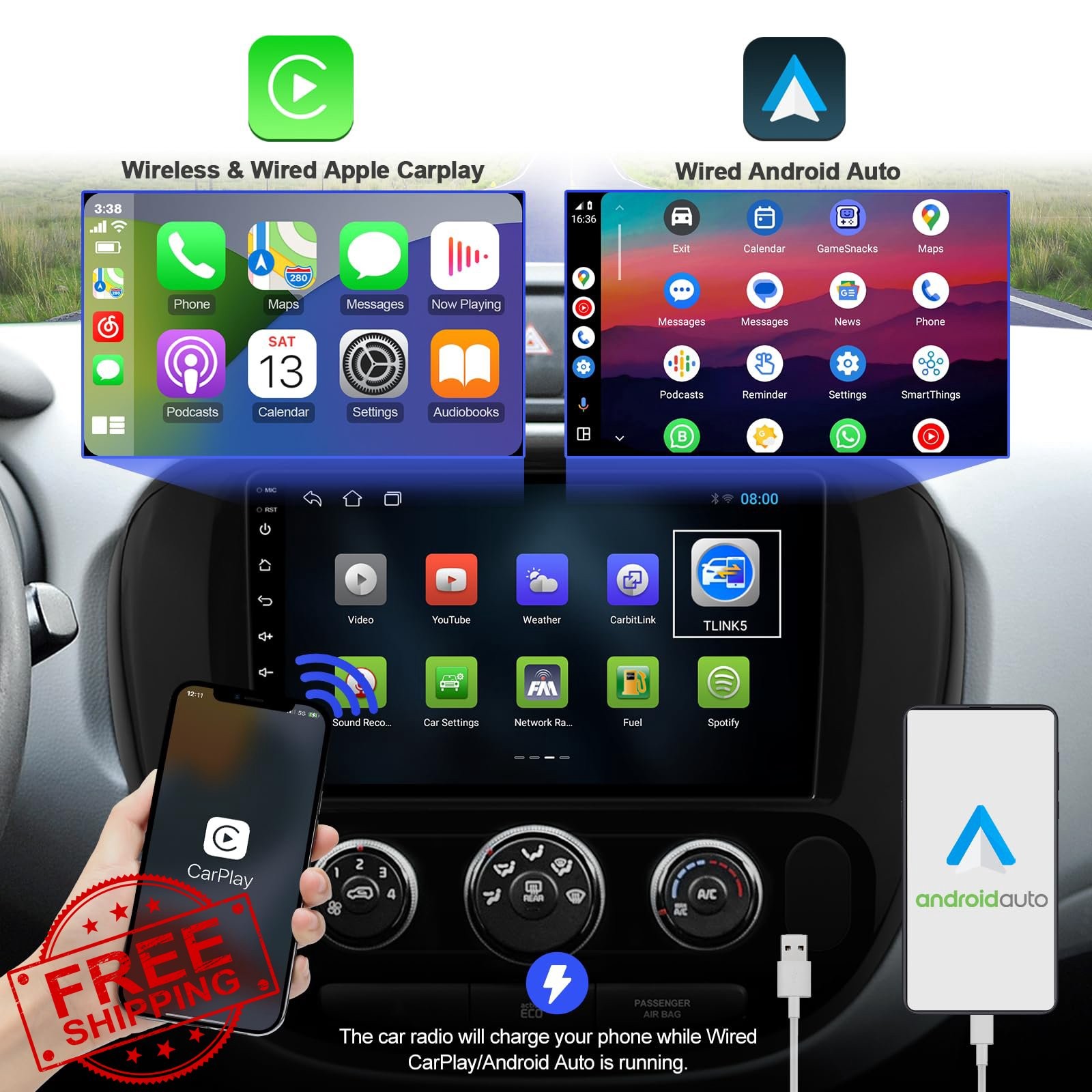 AUMUME Android 12 Car Stereo for Kia Soul 2014-19