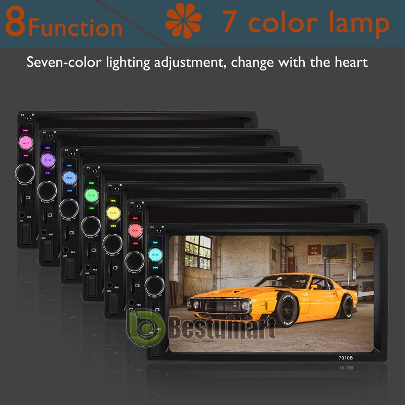 7″ Double 2 DIN Car MP5 Player Bluetooth Touch Screen Stereo Radio With Camera