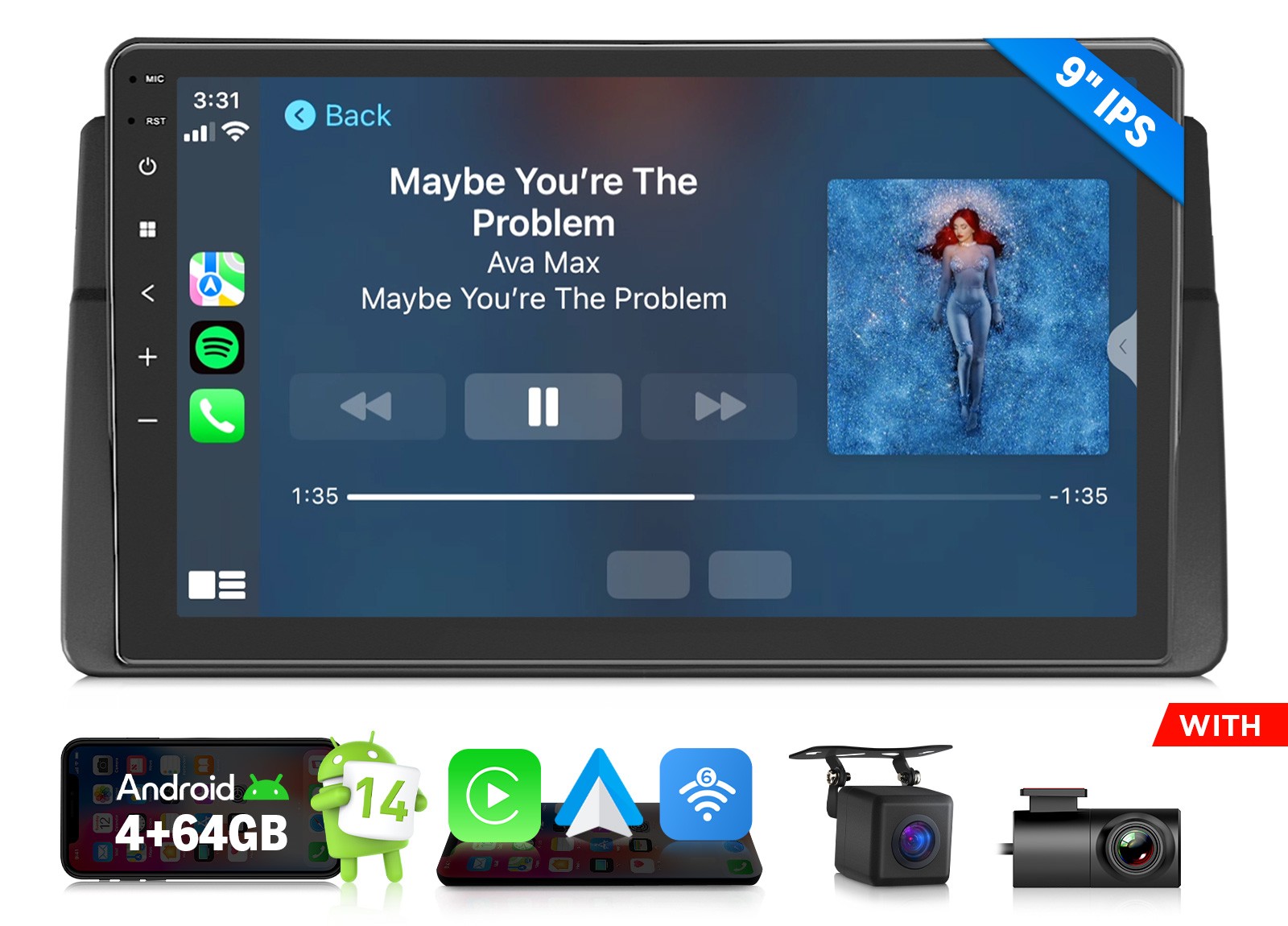 Eonon E46X7A 9″ IPS Android 14 4+64GB Car Stereo CarPlay DSP for BMW E46 325i M3