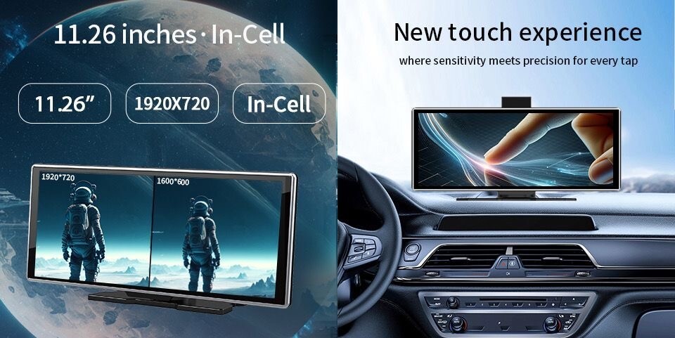 11.26″ Wireless CarPlay & Android Auto Screen with 64GB SD Card and Backup Camer