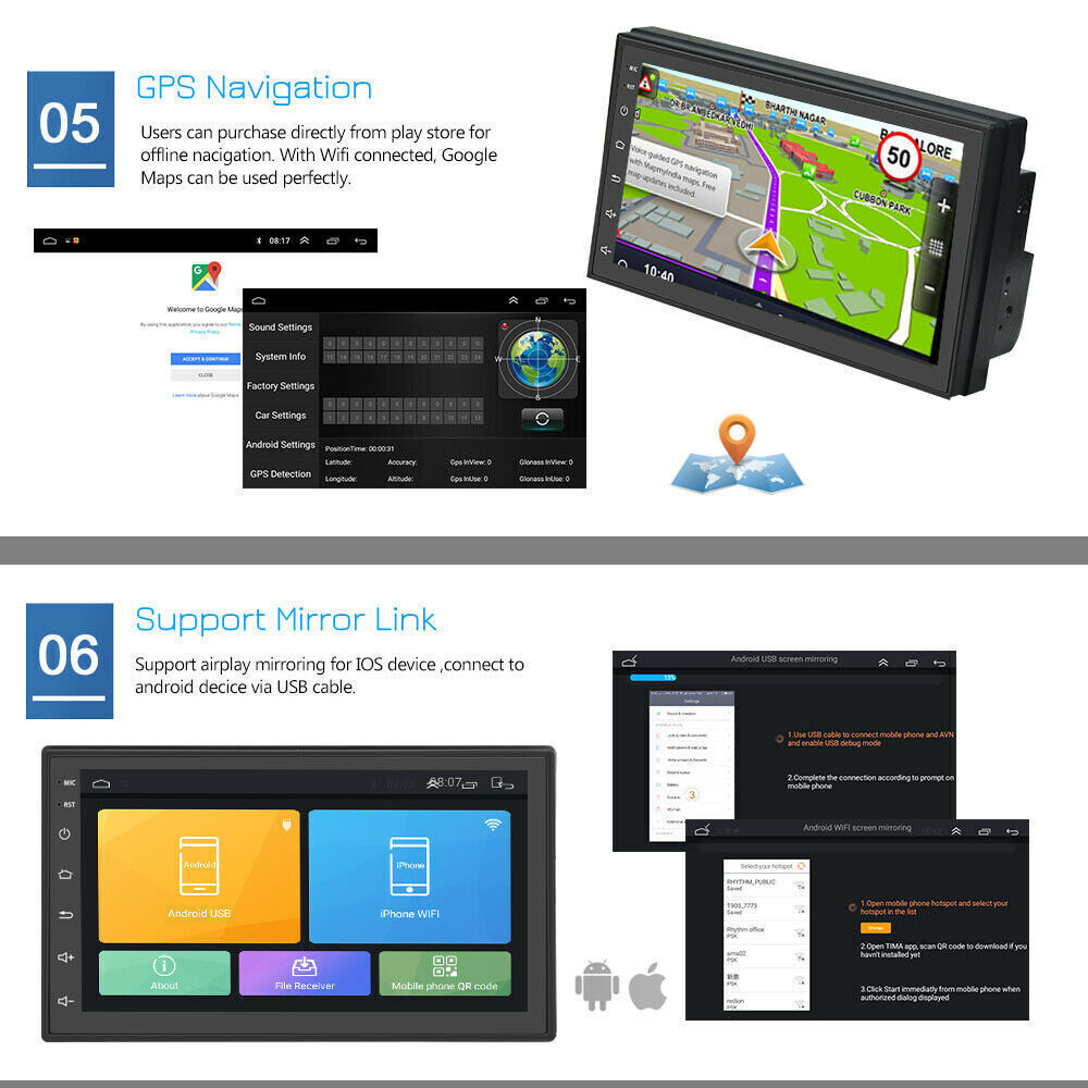 7Inch HD Android 11 Double 2Din Car Radio Stereo GPS Navigation FM BT Wifi OBD2