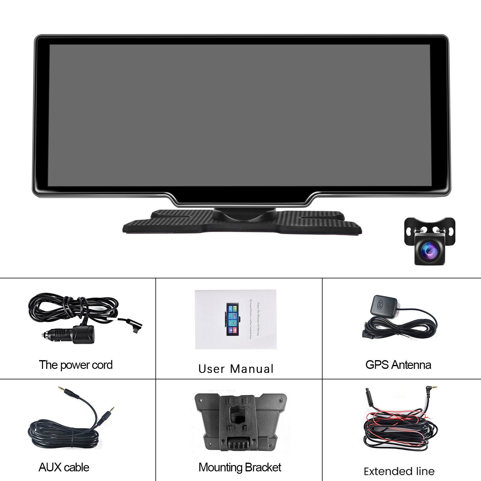 10.26″ Portable Bluetooth Car Navigation Carplay Wireless Car Radio+AHD Camera B