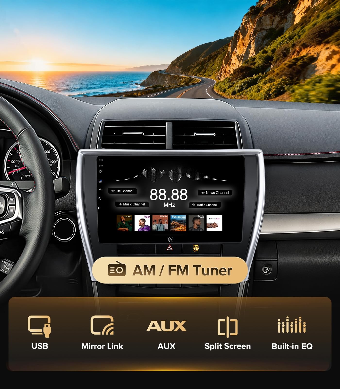 10″ Android 13 Car Stereo for Toyota Camry (2015-2017 LE/SE/XLE) Radio Upgrad…