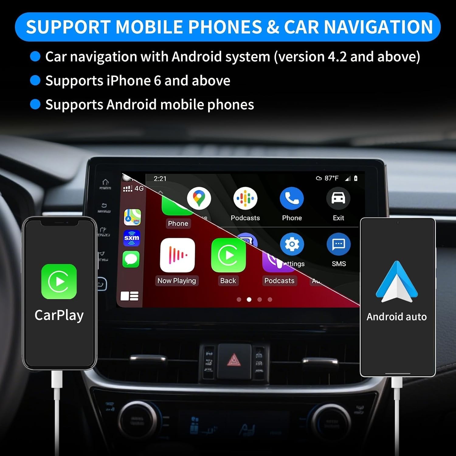 Wired CarPlay Adapter USB Dongle for Car Radio with Android Version 4.2 or Above