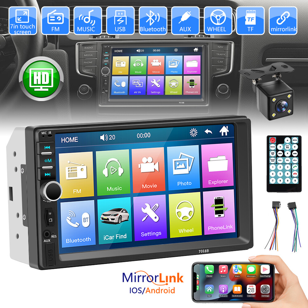 2 Din Car Radio Multimedia MP5 Player USB Autoradio Bluetooth +Rear View Camera