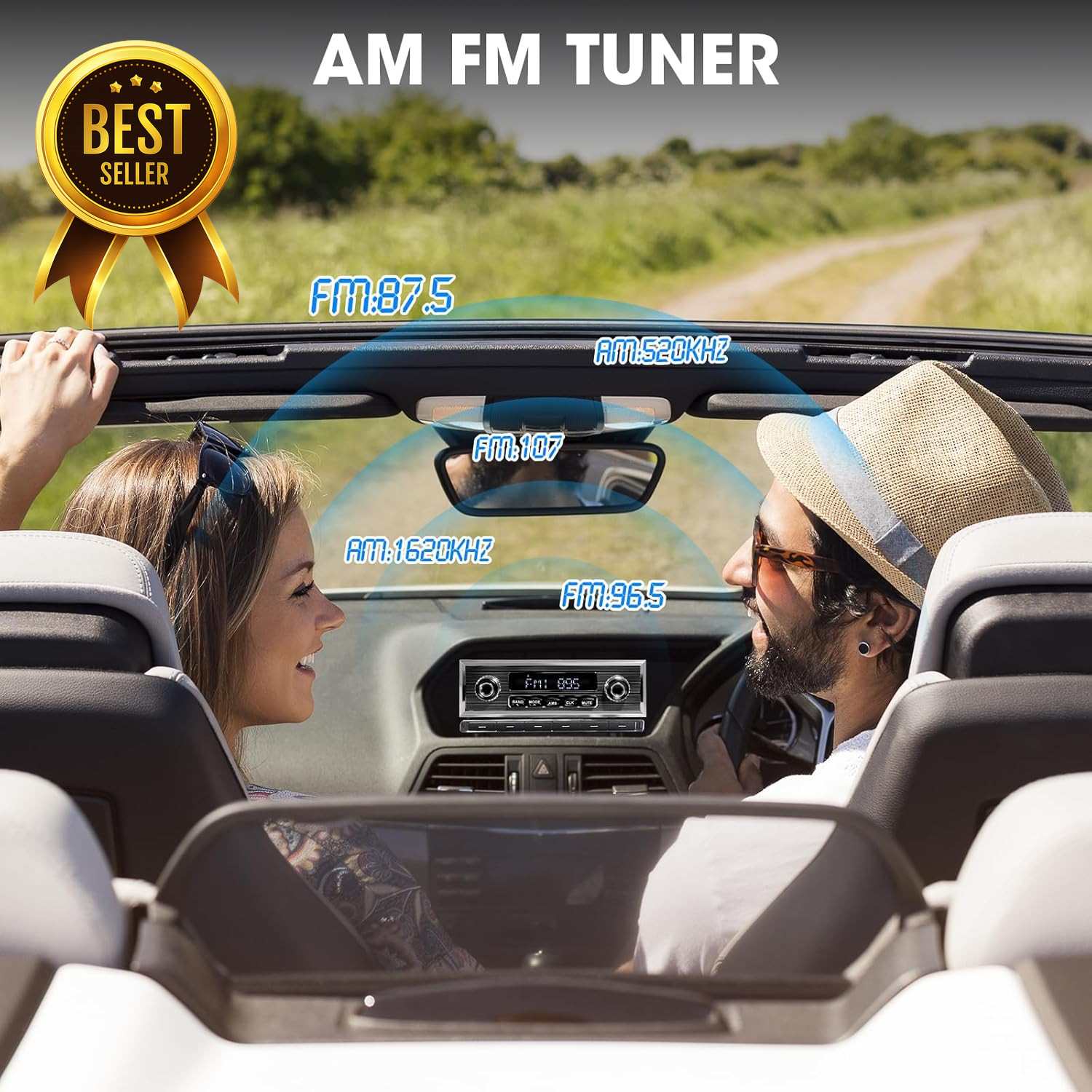 Retro Single Din Car Stereo Bluetooth AM FM USB AUX Vintage Radio Receiver