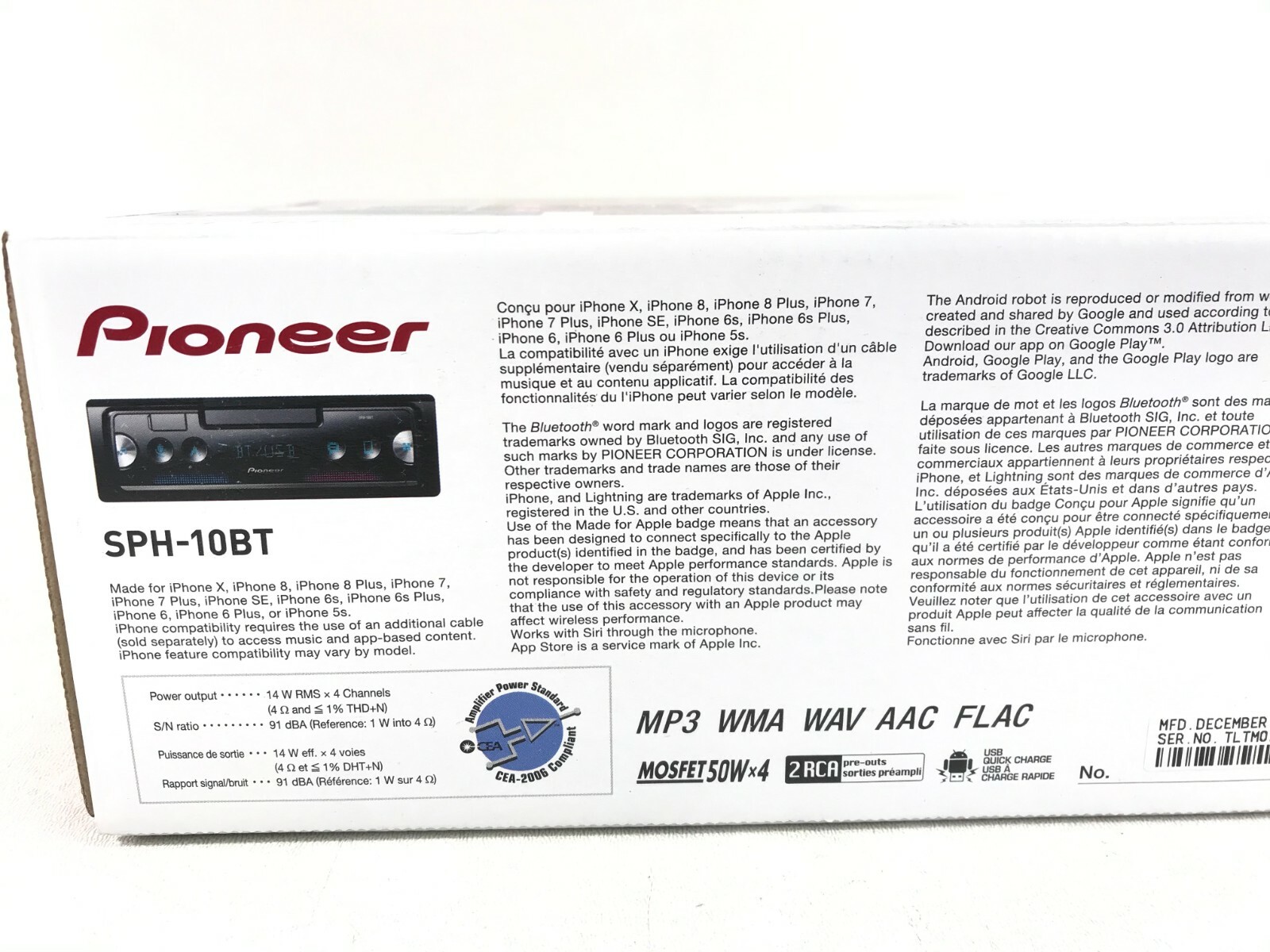 Pioneer SPH-10BT Bluetooth Media Android iPhone Alexa AM FM Radio USB 2 RCA OUT