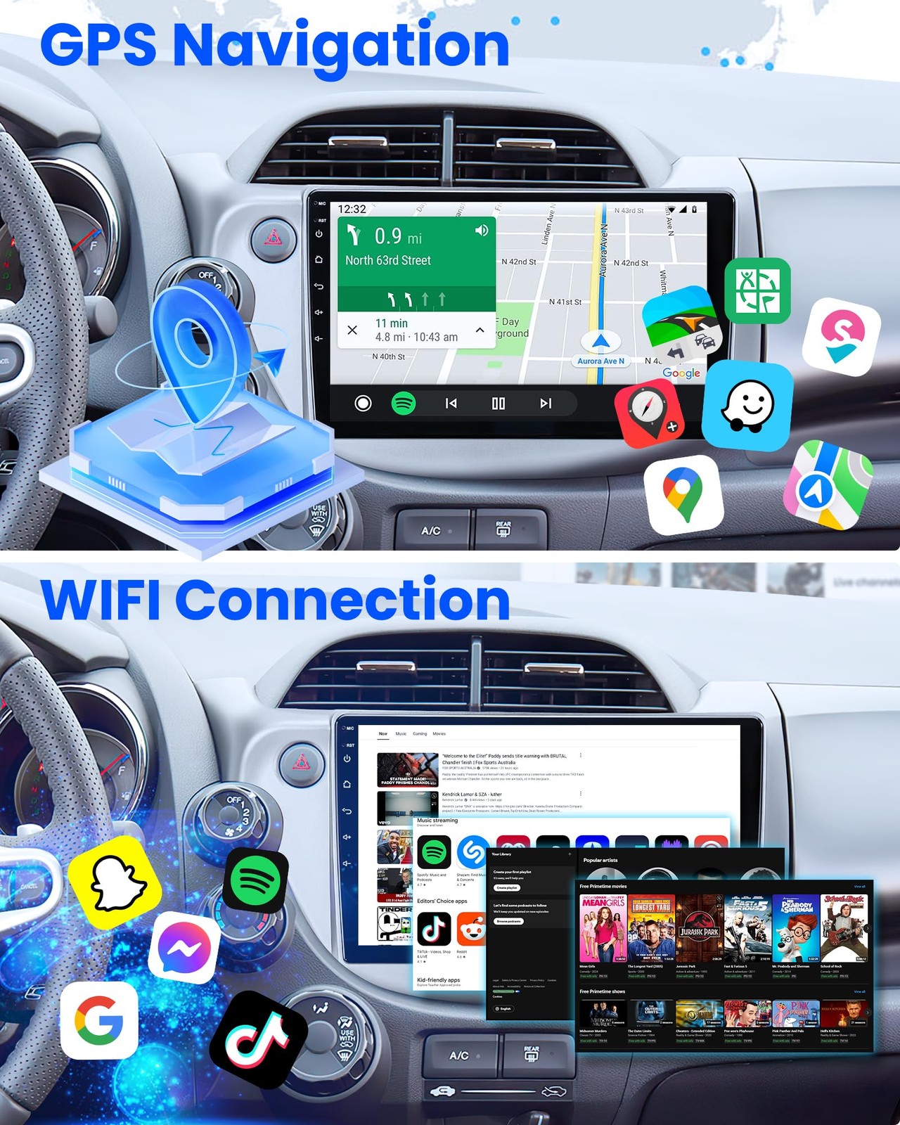 1280*800 Android Auto CarPlay Car Stereo Radio For Honda Fit Jazz 2008-2013 32G