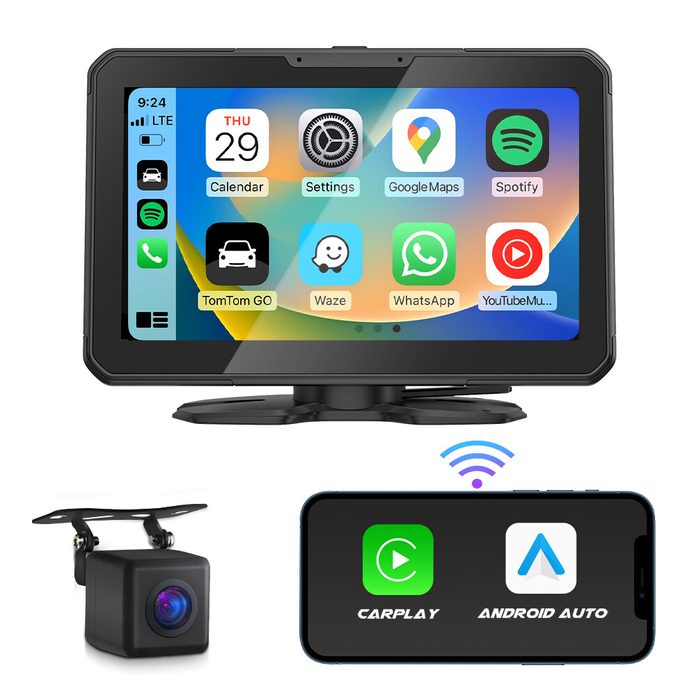 Portable Wireless Car Stereo Apple Carplay & Android Auto 7inch Touch Screen USB