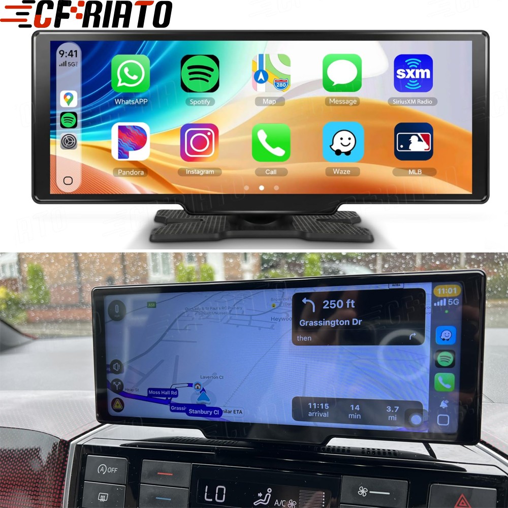 10.26″ Wireless CarPlay Screen Portable Car Stereo Radio Android Auto Screen