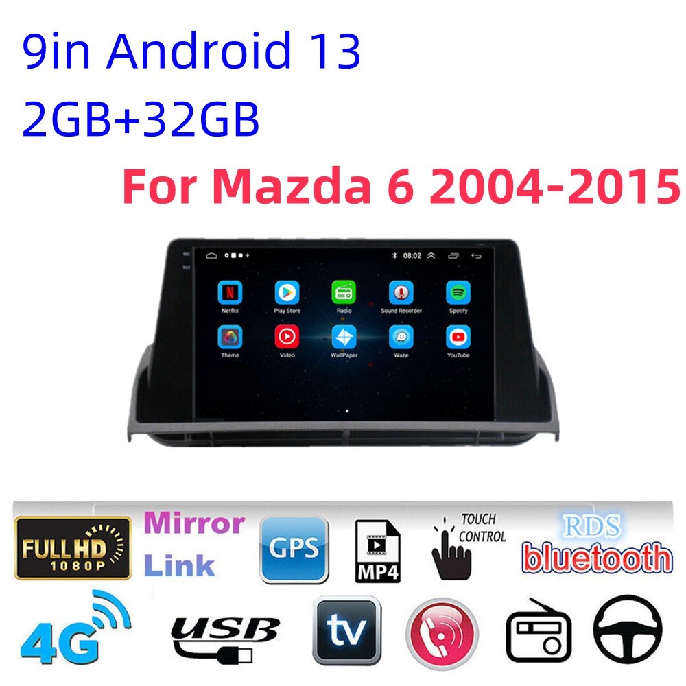 Car Stereo Player HD TV Bluetooth USB WIFI FM Radio Fit For Mazda 6 2004-2015