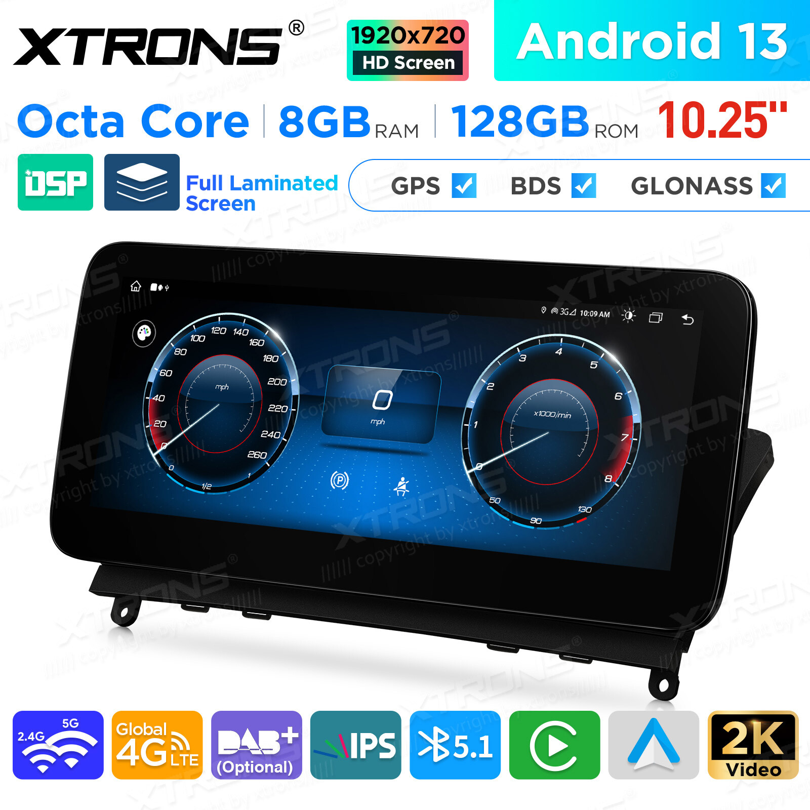 Android 13 8-Core 8+128G Car Play 4G GPS Stereo For Mercedes-Benz C-W204 2007-10