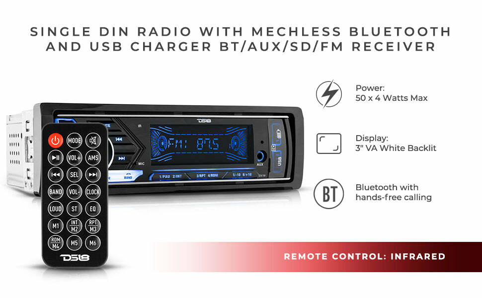 DS18 SDX1M Single Din Radio Headunit Digital Media Receiver Bluetooth Dual USB