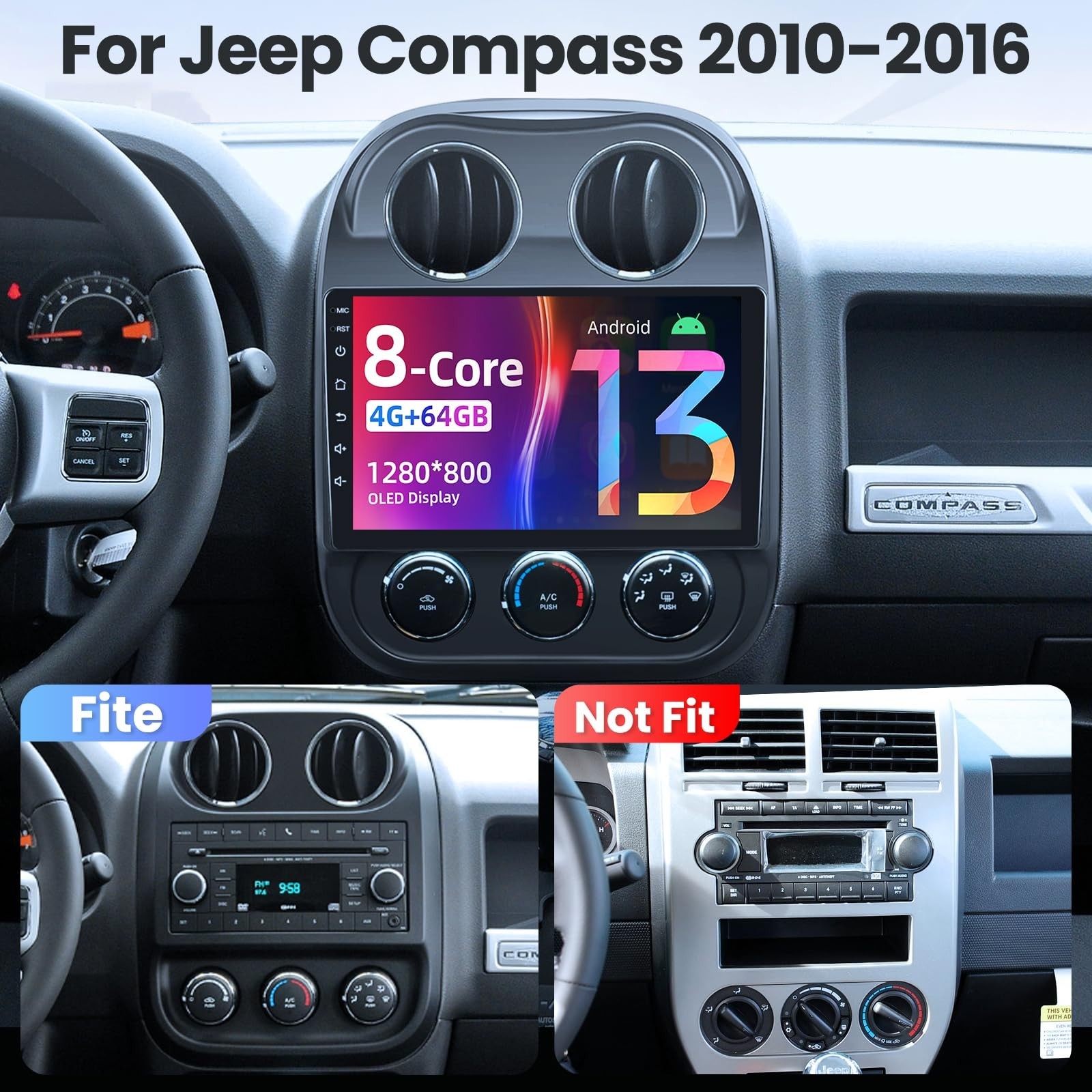 [8core 4+64G] Android 13 Car Radio Stereo for Jeep Patriot Compass 2010-2016:…
