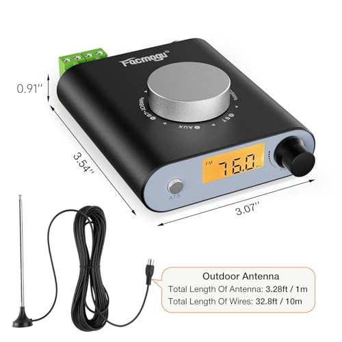 Professional FM Radio Receiver with Bluetooth & AUX, 33ft Adjustable Antenna