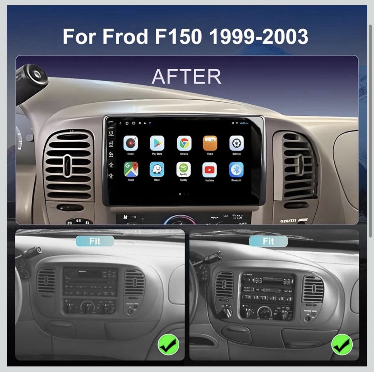 Car Stereo Radio 1999-2003 F150 QLED Touch Screen CarPlay Android Auto