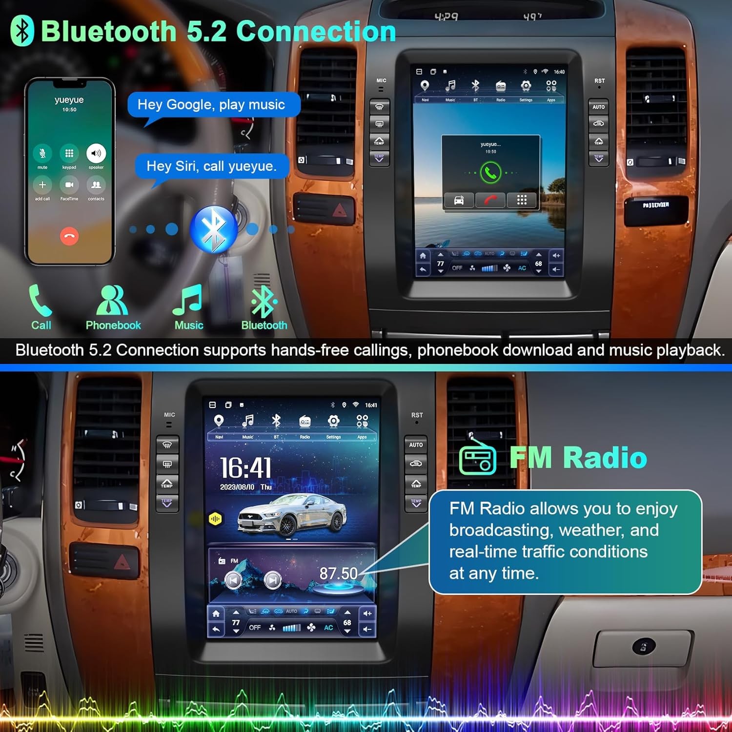 10.4″ For 2002-2009 Toyota Prado Lexus GX470 4+64GB CarPlay Car Stereo Radio GPS
