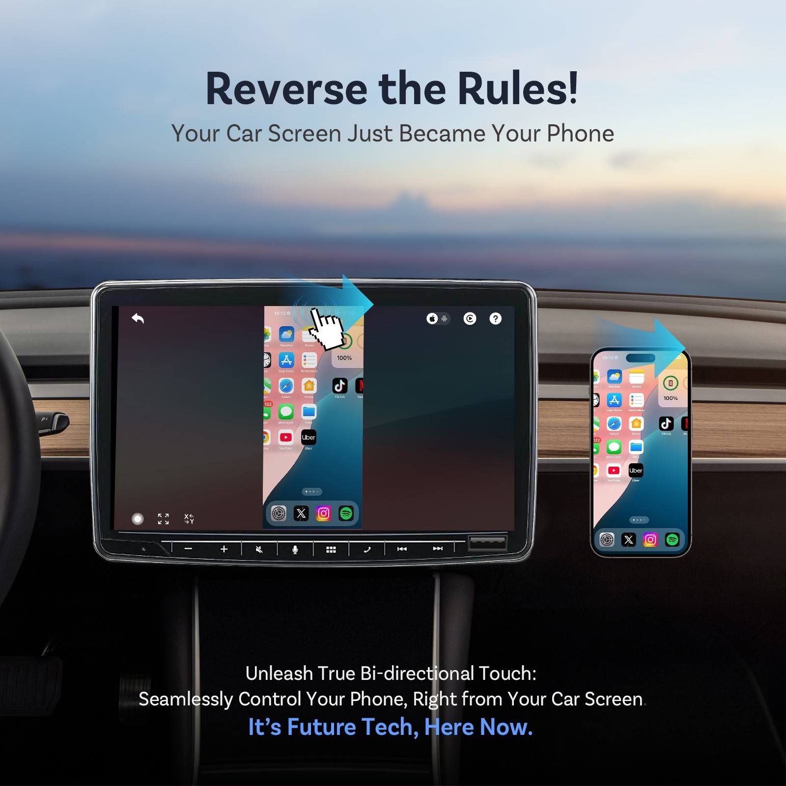 Wireless CarPlay Adapter for iPhone &Android MirrorLink 4K HD Casting 27W Charge