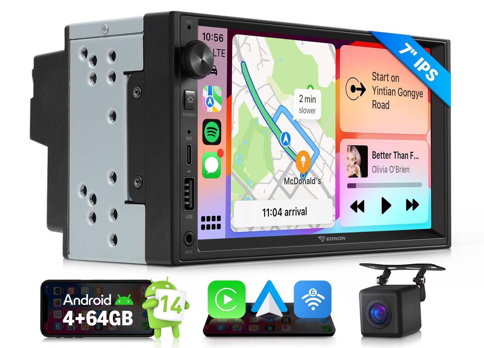 Android Auto 4+64 7 inch IPS Car Radio CarPlay GPS Navigation Double DIN Upgrade