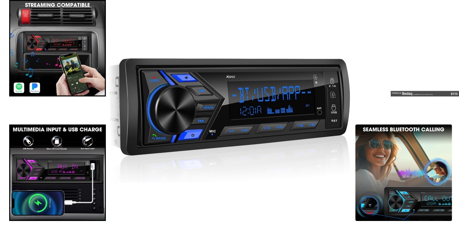 1-Din Car Radio with Wireless Remote Control & 30 FM/AM Presets for Music Lovers