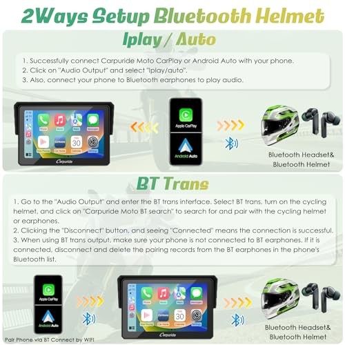 W502 Motorcycle GPS Wireless Portable Carplay/Android Auto Carpuride w502