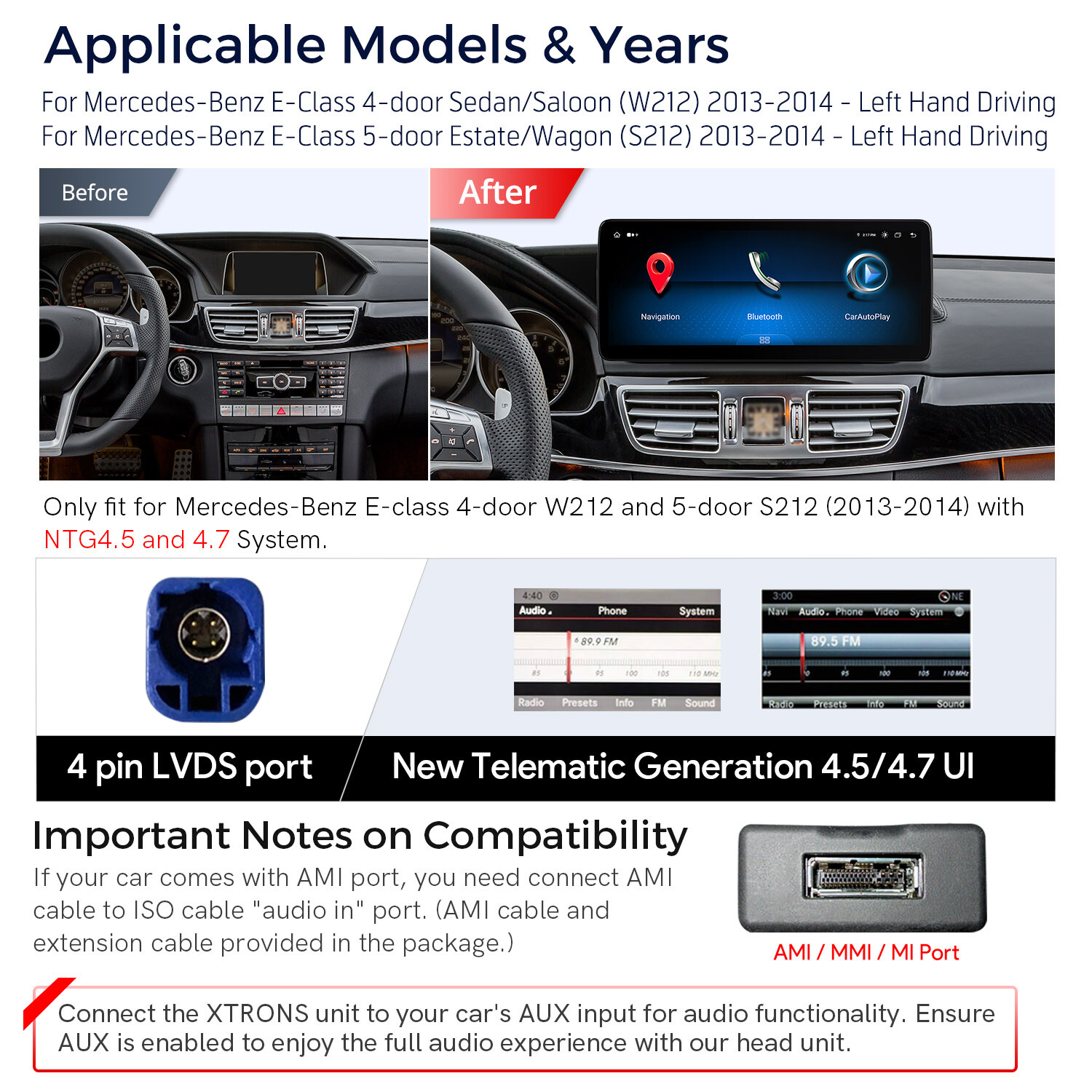 12.3″ DSP Android 14 Car GPS Retrofit CarPlay For Benz E-Class W212 S212 NGT4.5