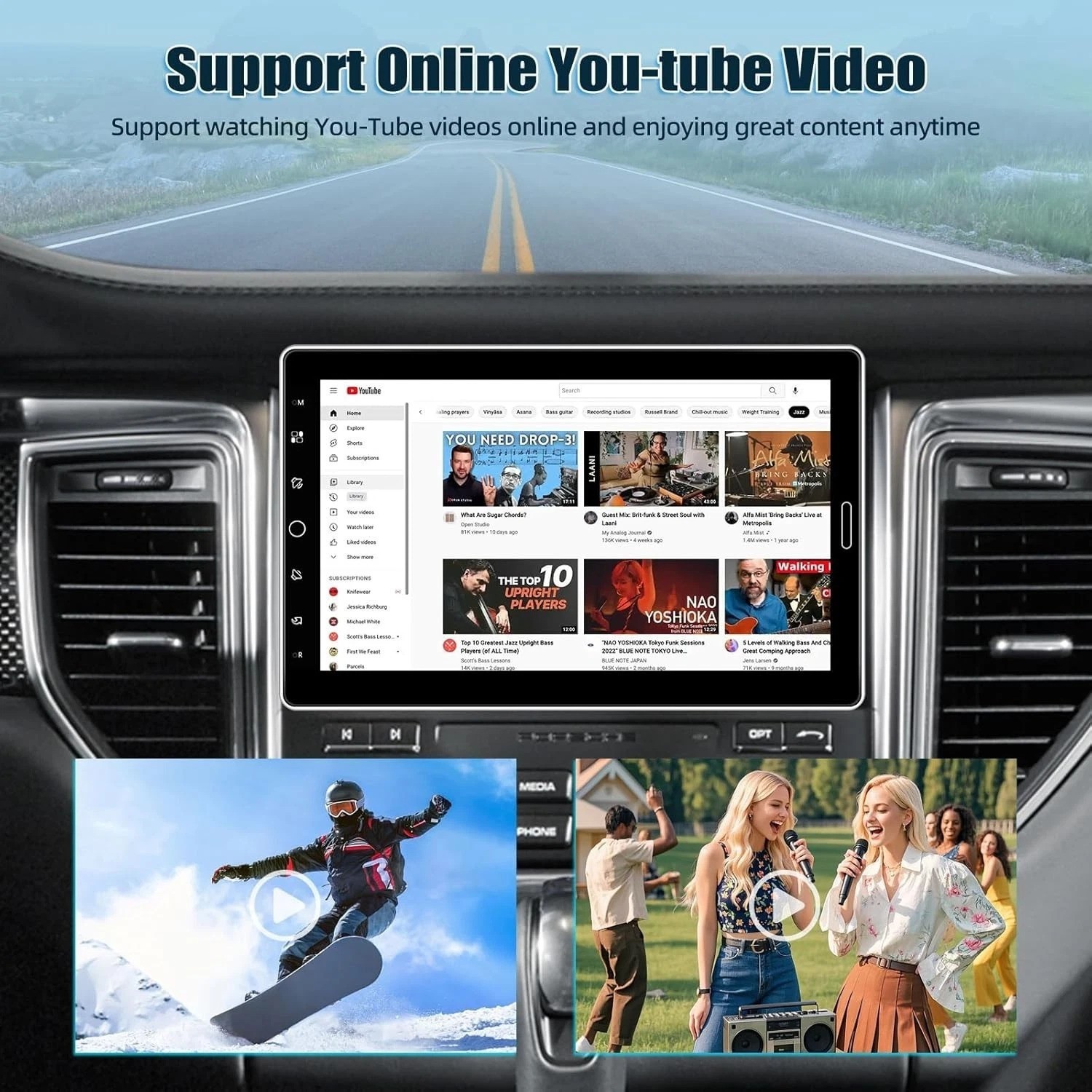 High-Definition 10.1 Inch Car Stereo: Bluetooth, YouTube, and Steering Control