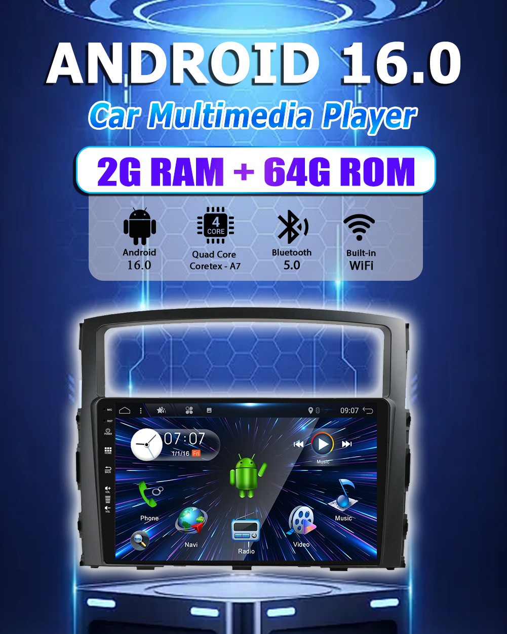 Car Radio For Mitsubishi Montero 2006-2019 Apple CarPlay Android 15 GPS Navi US