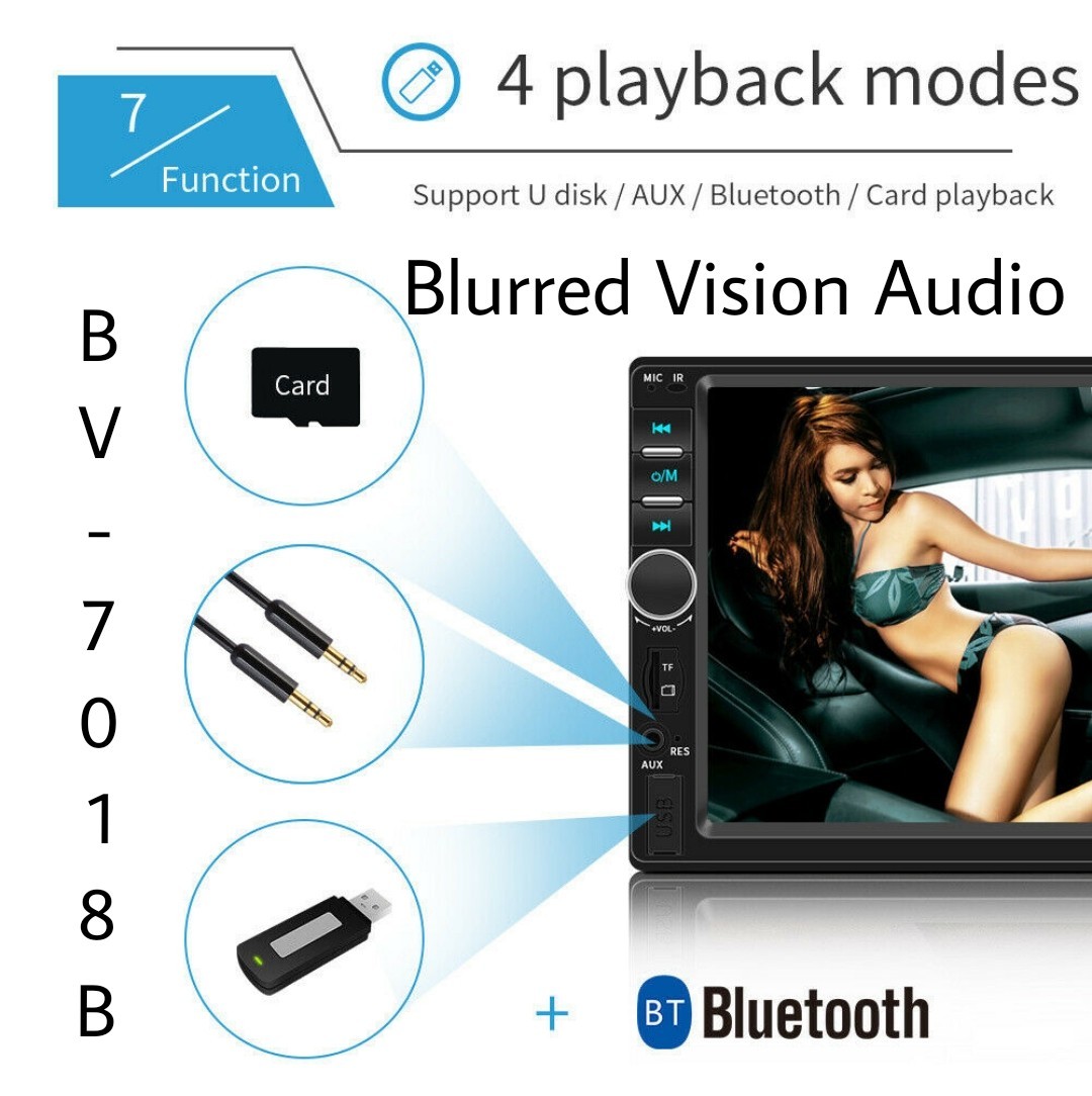 Blurred Vision BV-7018B Double Din in-Dash Head Unit Bluetooth Mirrorlink New