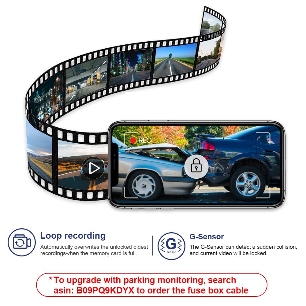Fitcamx 4K Dash Cam for Toyota Tacoma 2018-2023 All Trims, OEM Look, WiFi, 64GB
