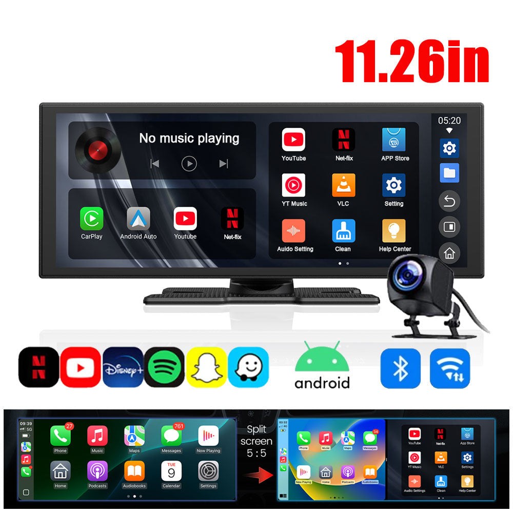 11.26″ Portable Car Stereo Radio Wireless Carplay Screen with Net-flix YouTube