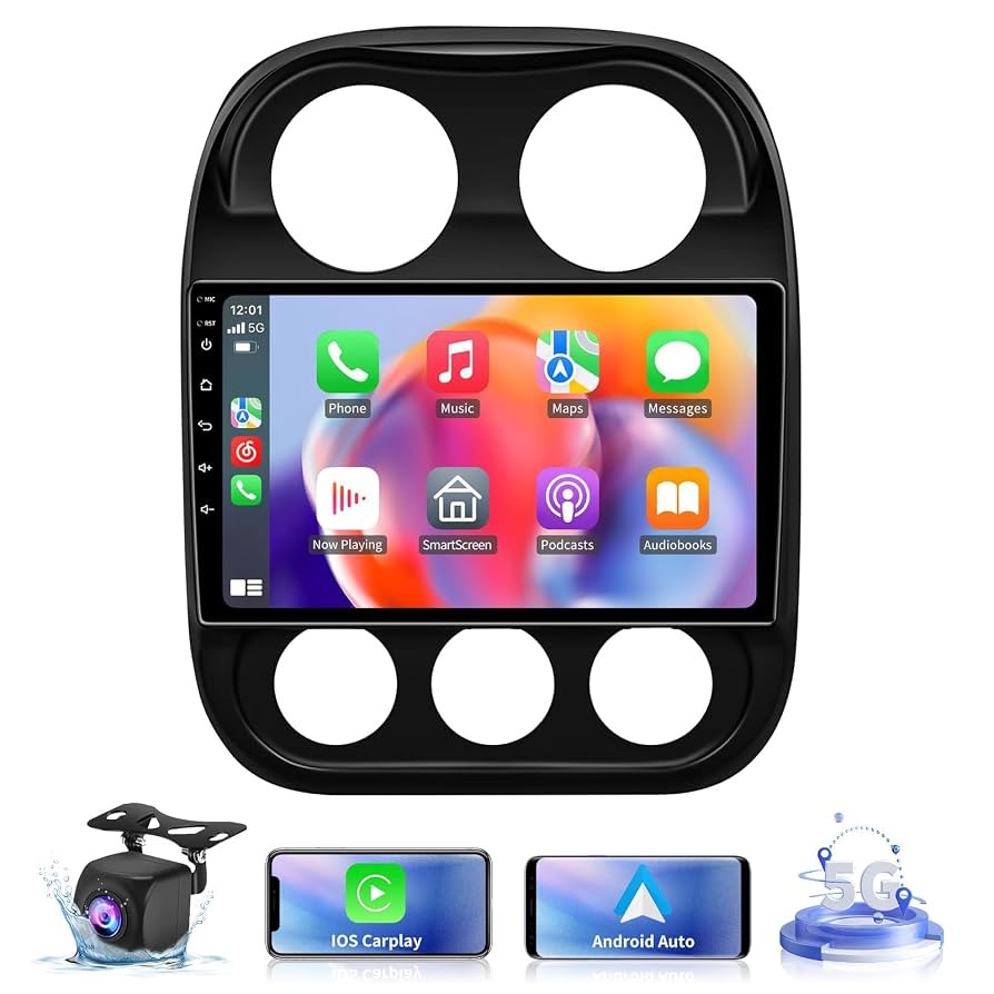 TopWeb 5G WiFi Car Stereo Jeep Compass Patriot 2010-16 CarPlay Android Auto GPS