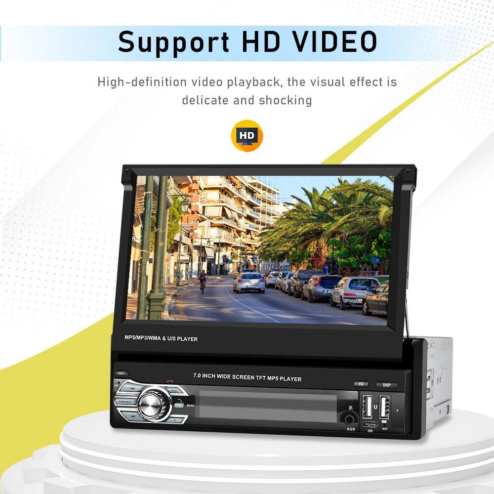 Single 1Din 7″ Car Radio For Wireless Apple/Android Carplay Bluetooth MP5 Player
