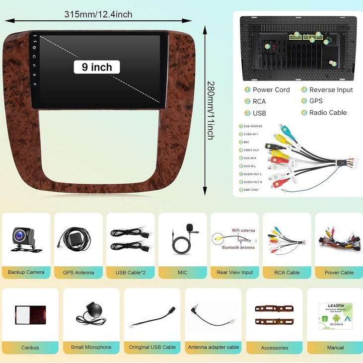 Chevy Tahoe Suburban Android Carplay Radio 2007-2012 2G+32G GMC Yukon Wood