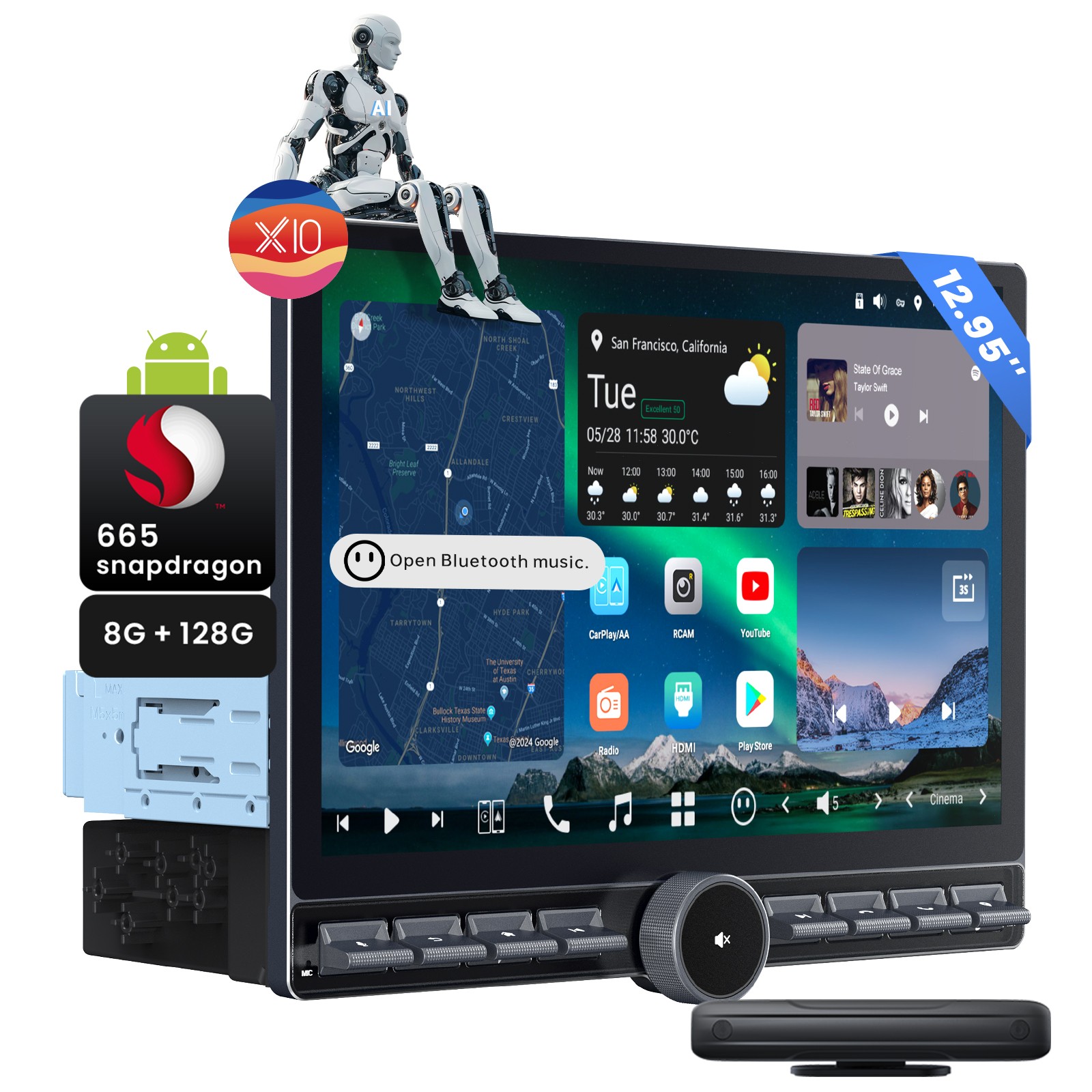 ATOTO 12.9″ Android Single Double Din Car Stereo Wireless Carplay Android Auto