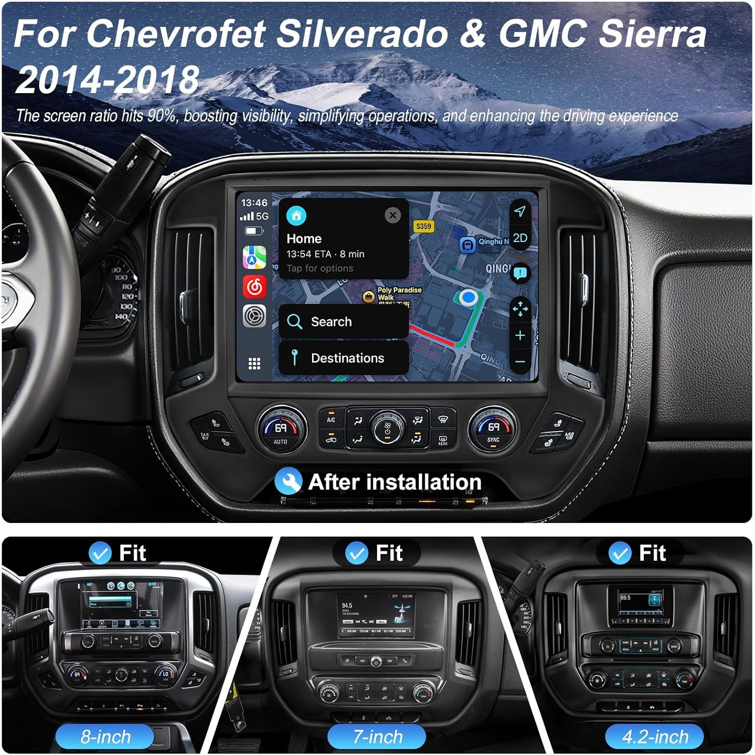 13.1″ Pantalla Para 2014-2018 Chevy Silverado GMC Sierra Radio de coche estéreo