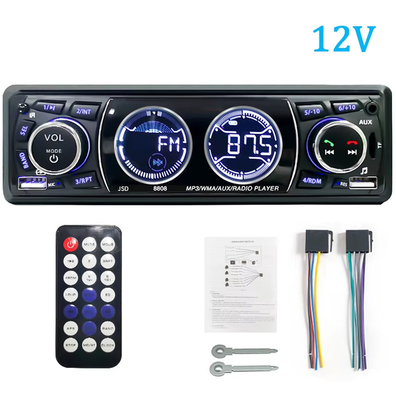SINOVCLE Car Radio 1Din Audio Bluetooth Stereo MP3 Player FM Receiver 60Wx4 Supp