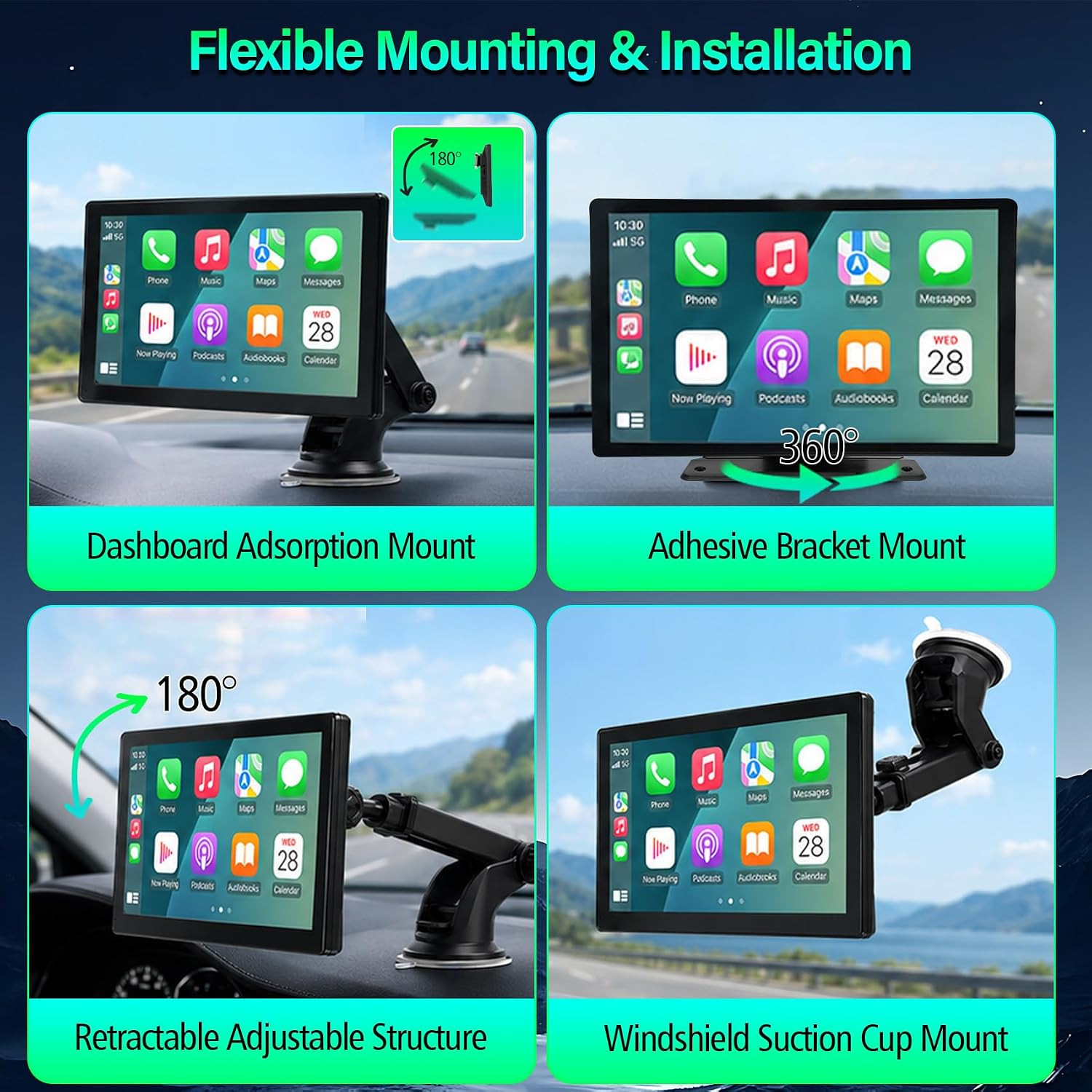 9″ Wireless Apple Carplay Screen for Car, Portable Apple Carplay & Android Auto
