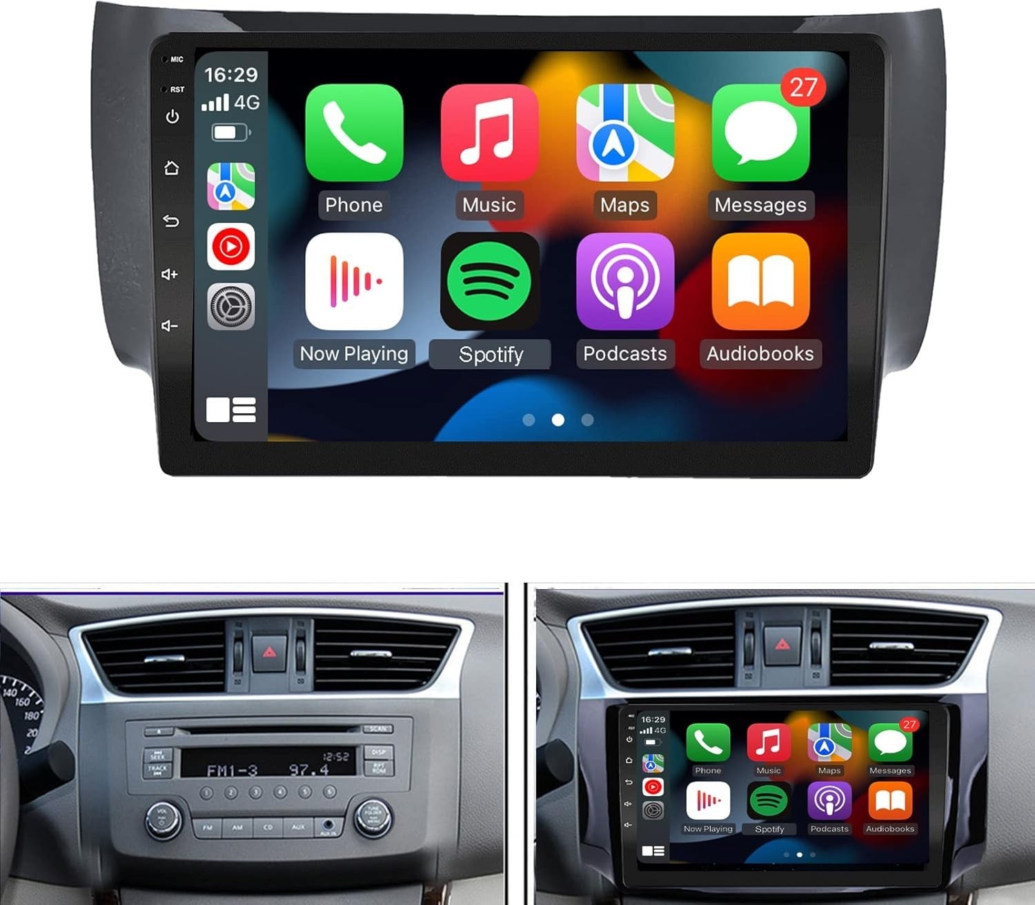 For Nissan Sentra 2013-2019 Car Screen stereo Navi GPS Carplay 4+64G FM 1280*800