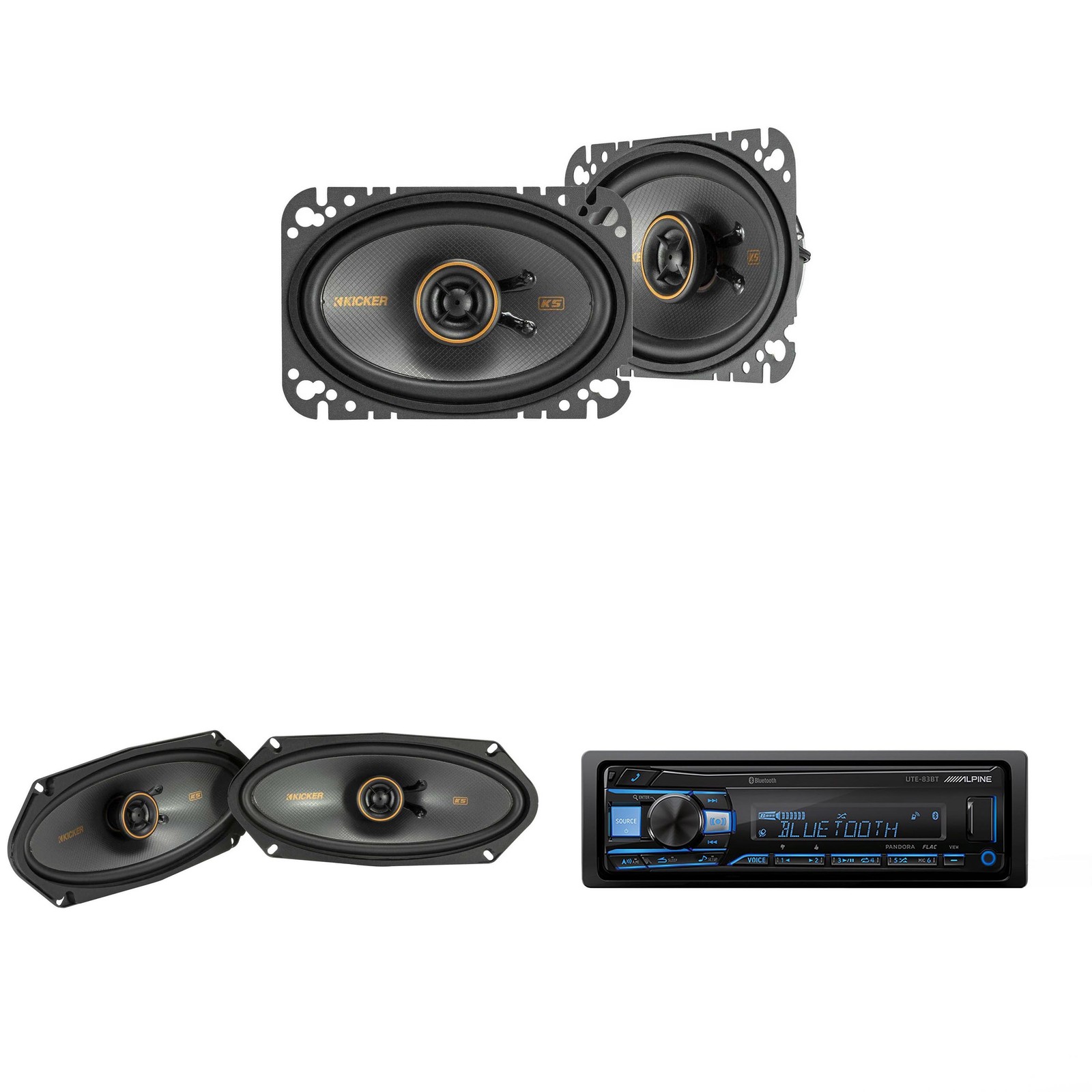 Alpine UTE-83BT Bluetooth Receiver & Kicker KSC 4×6″, 4×10″ Speakers