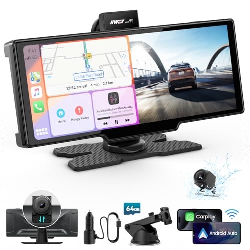 Portable Apple Carplay Screen, 10’’ Car Stereo Wireless Car Play & Android