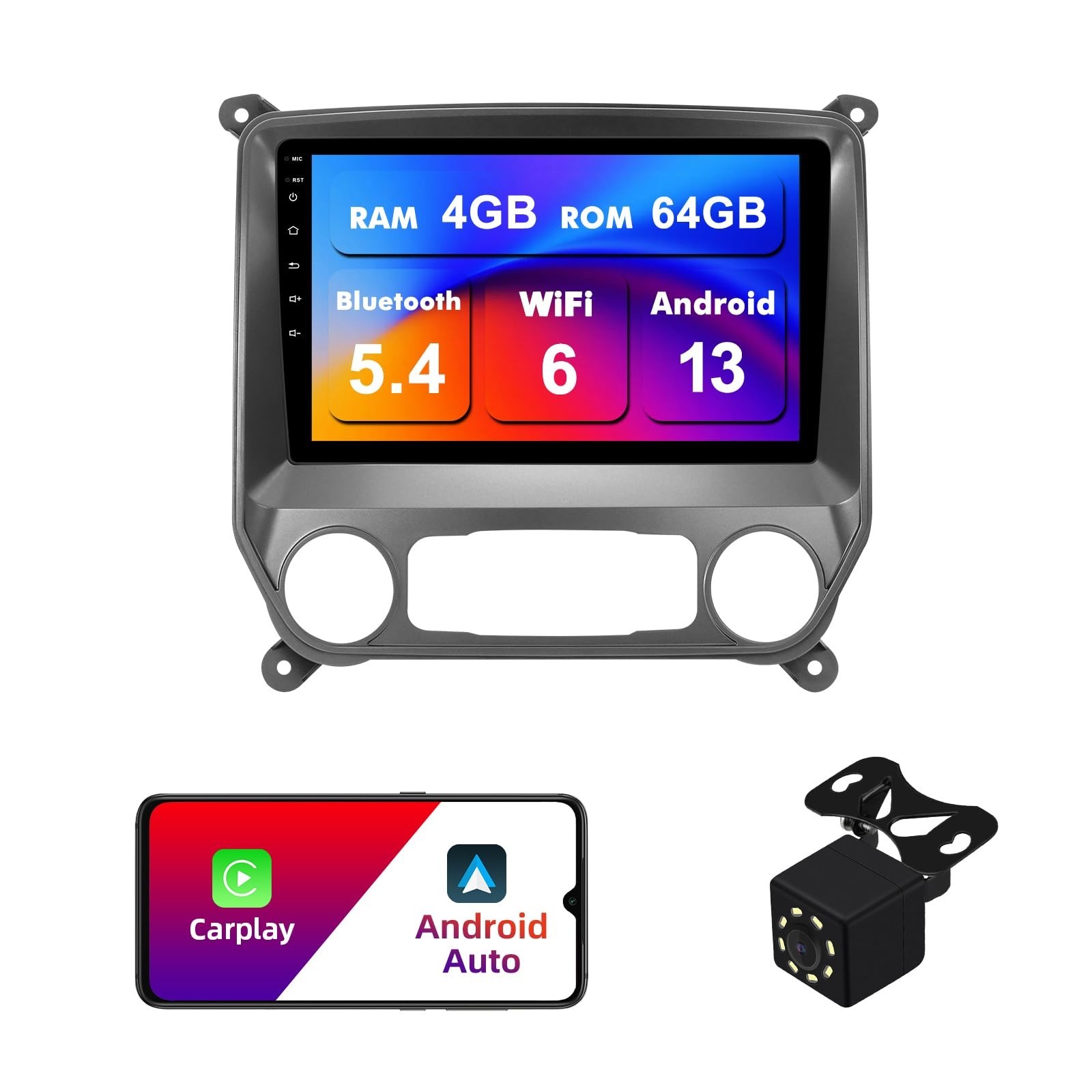 4+64G Android 13 Double Din Car Stereo for Chevrolet Silverado/GMC Sierra 201…