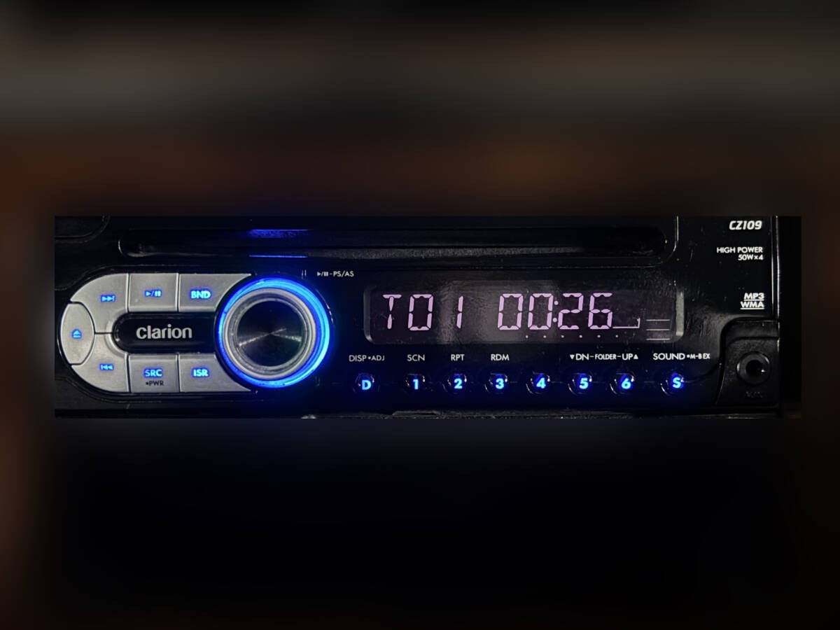 Clarion CZ109 CD Car Stereo 1DIN Head Unit With Harness Excellent JAPAN
