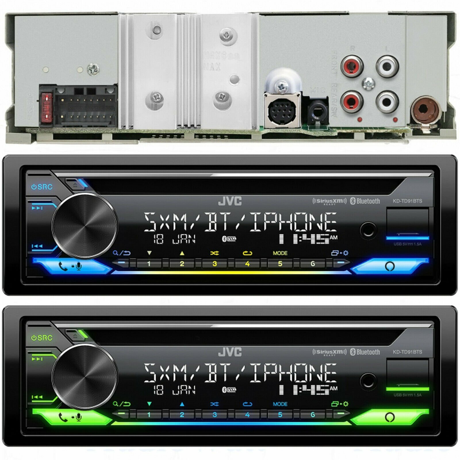 NEW JVC KD-TD91BTS 1-DIN CD Receiver w/ Bluetooth USB MP3 SiriusXM Amazon Alexa