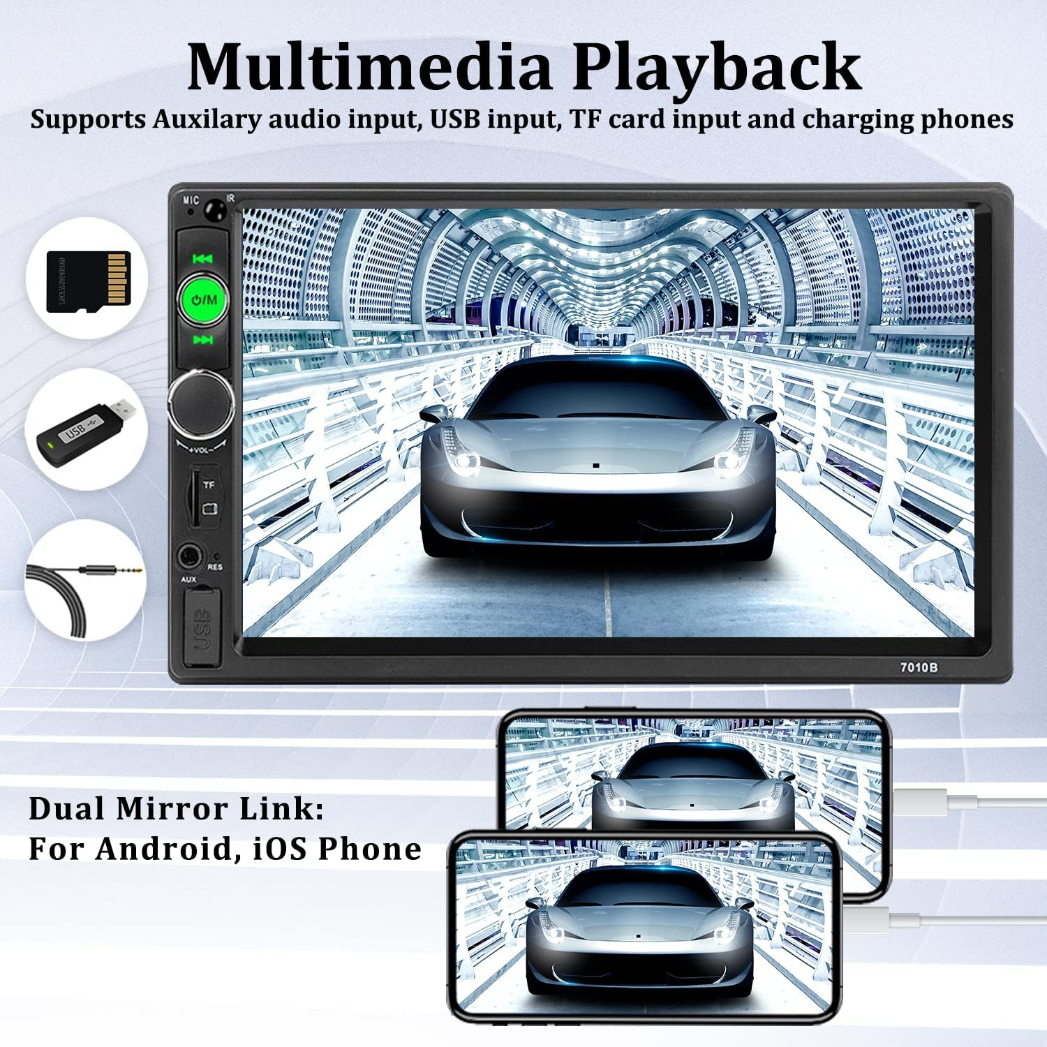 Radio Estereo De Pantalla Para Coche Carro Pantalla Tactil Doble Din Bluetooth 7