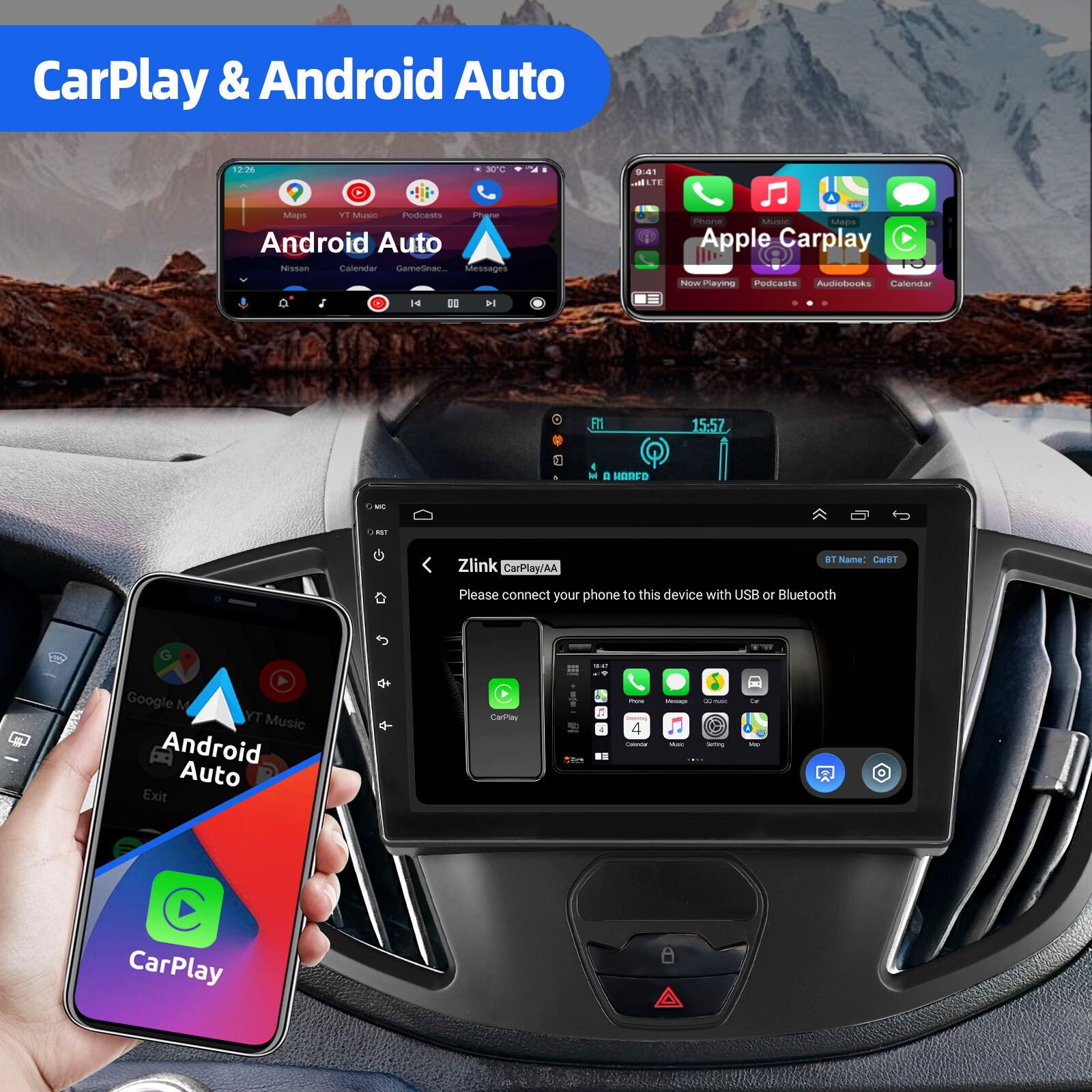 Carplay For 2015-2019 Ford Transit 150 250 350 Android 14 Car Stereo Radio GPS
