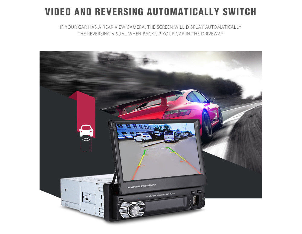 7”1 DIN Car Radio StereoTouch Screen BT USB/SD/AUX/FM MP5 Player Mirror