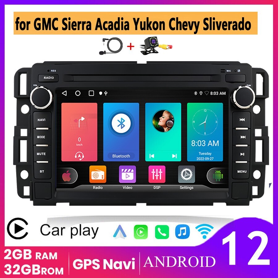 Car Radio Stereo Android 12.0 GPS For GMC Chevrolet Chevy Yukon Sierra Acadia k-