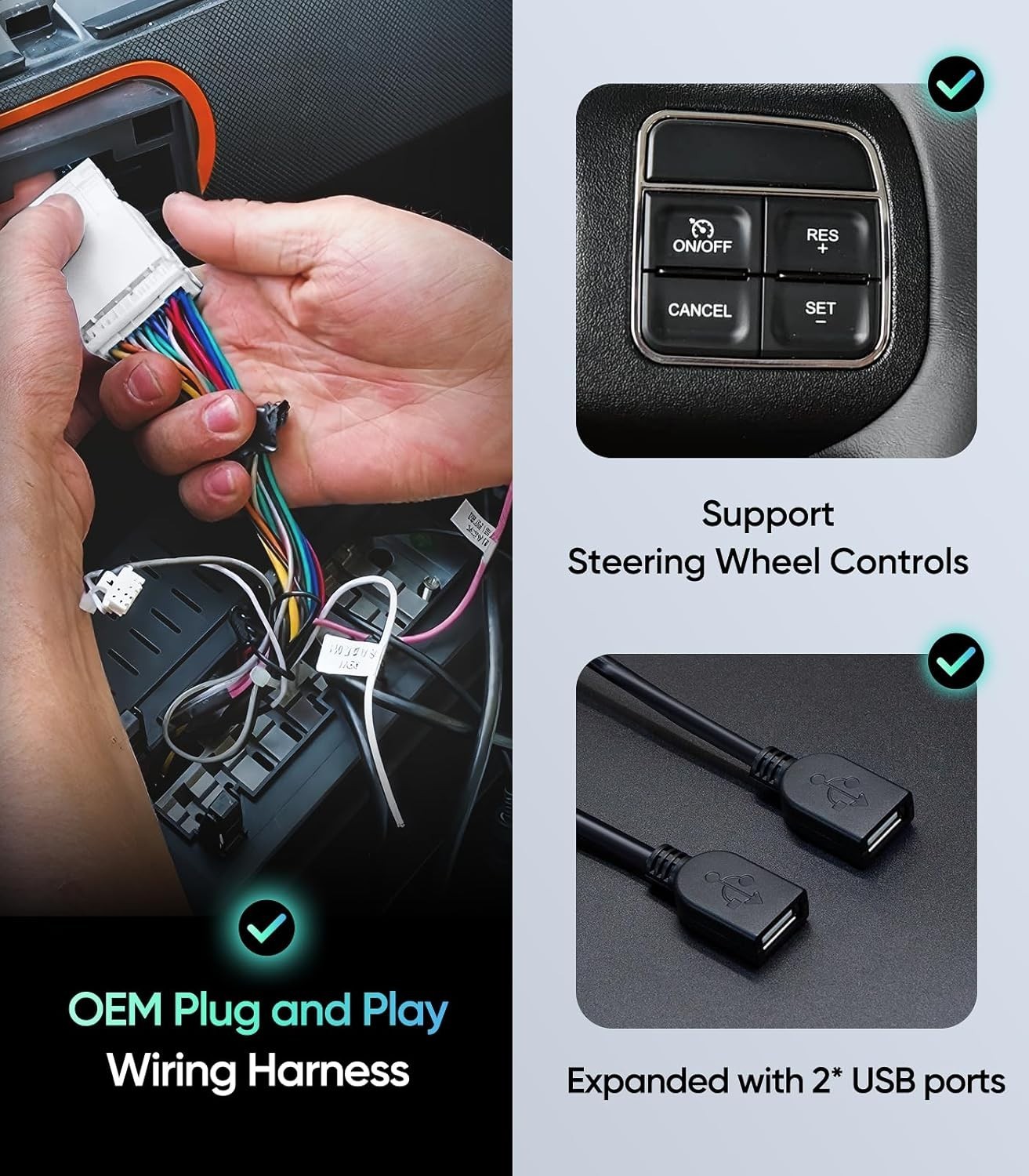 7″ 64G Dual Knob Android Auto Carplay for 2005-2015 Jeep Dodge Chevy Chrysler