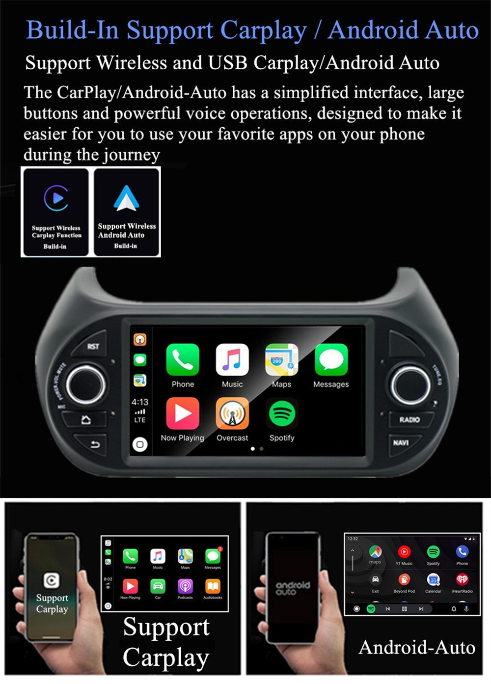 Fit For Fiat Fiorino 2008-2017 For Carplay Radio Stereo 7in Android 14 GPS 4+32G
